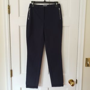 Navy Blue Cigarette Dress Pants Zip Pockets Sz 4